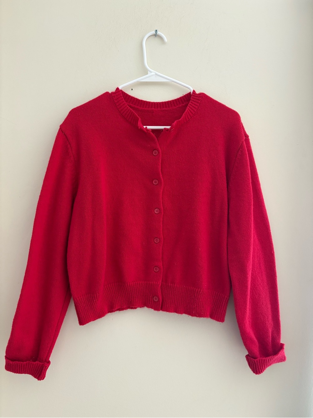 Red Cropped Cardigan